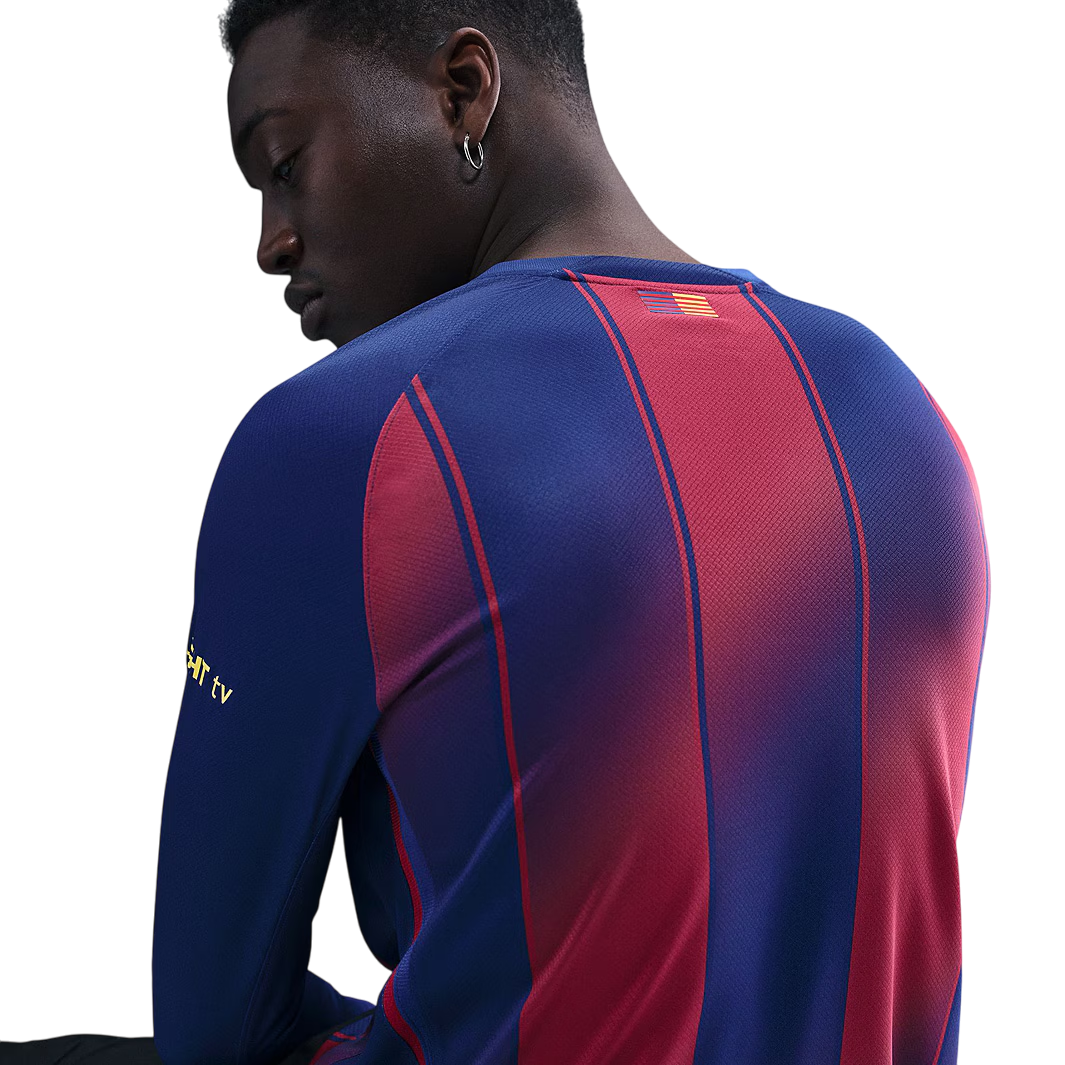 Camisa Barcelona I Manga Longa 25/26 - Torcedor Nike - Azul e Grená